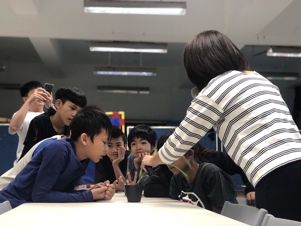孫婉菱於椰油國小宣導紫苞舌蘭復育,期待保育概念向下紮根,培養孩子的保育概念。圖片來源:孫婉菱提供
