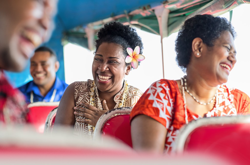 斐濟人經常笑開懷,快樂,也成了斐濟觀光局的品牌形象。圖片來源:斐濟觀光局提供
