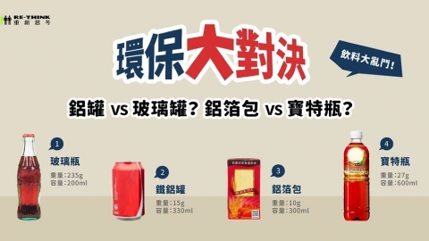 超商常見飲料包裝比一比 鋁罐、鋁箔包、玻璃罐、寶特瓶哪種最環保？